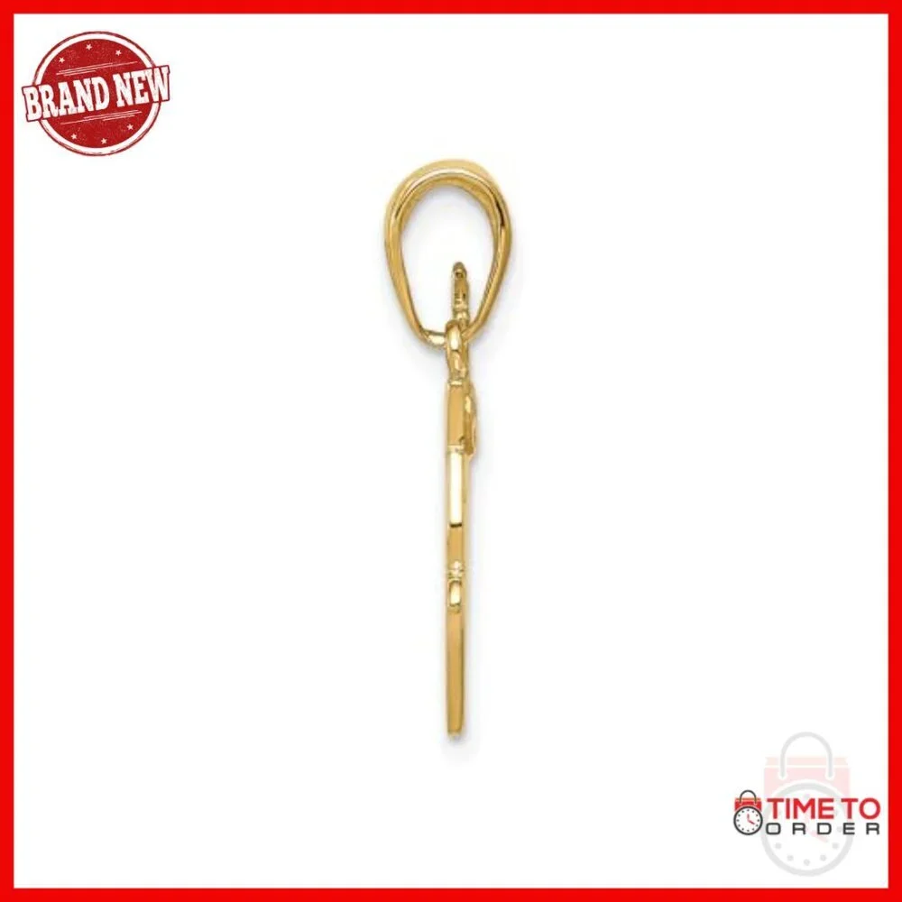 14k Yellow Gold Cross Pendant with Praying Hands & Open Bible Charm